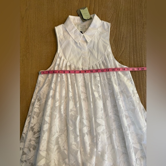 Anthropologie HD in Paris Ivory Lace Poplin Swing Trapeze Dress NWT Size Small - Picture 12 of 13